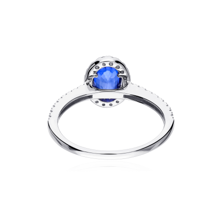 Anillo Oro 18k, zafiro y diamantes 0.24cts "Soikea"