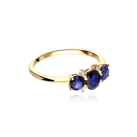 Anillo Oro 18k, zafiros y diamantes 0.04cts "Ivor"