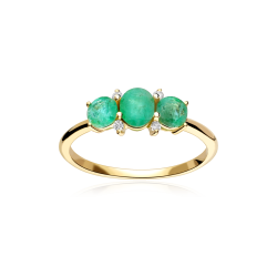 Anillo Oro 18k, esmeraldas y diamantes 0.04cts "Ivor"