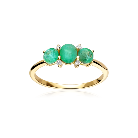 Anillo Oro 18k, esmeraldas y diamantes 0.04cts "Ivor"