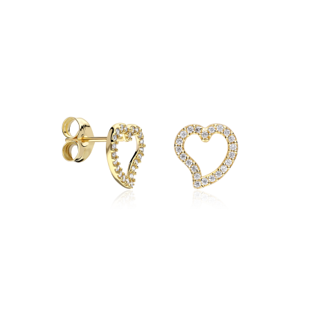 Pendientes Oro 18k y circonitas corazón "Icons"
