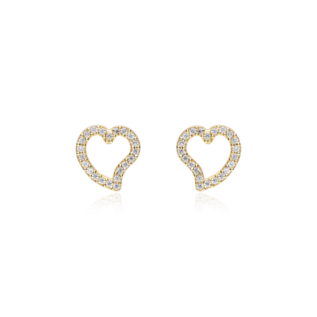 Pendientes Oro 18k y circonitas corazón "Icons"