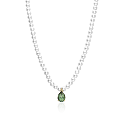 Gargantilla Oro 18k perlas y topacio verde  Onassis 
