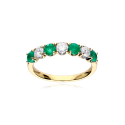 Anillo Oro 18k, esmeraldas y diamantes 0.45cts "Reihe"