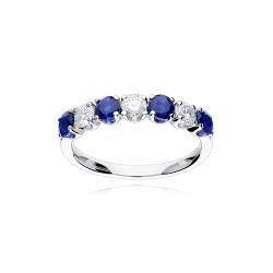 Anillo Oro 18k, zafiros y diamantes 0.45cts "Reihe"