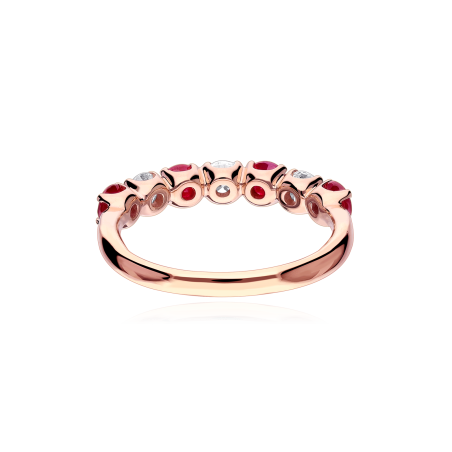 Anillo Oro 18k, rubís y diamantes 0.45cts "Reihe"