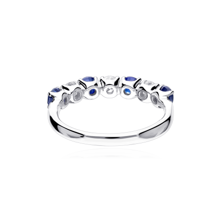 Anillo Oro 18k, zafiros y diamantes 0.45cts "Reihe"