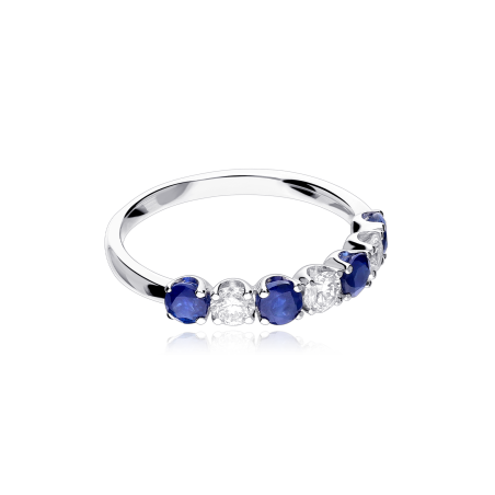 Anillo Oro 18k, zafiros y diamantes 0.45cts "Reihe"
