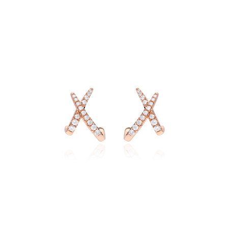 Pendientes Oro rosa 18k y diamantes "Crois"