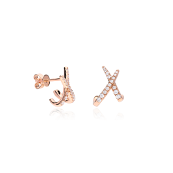 Pendientes Oro rosa 18k y diamantes  Crois 