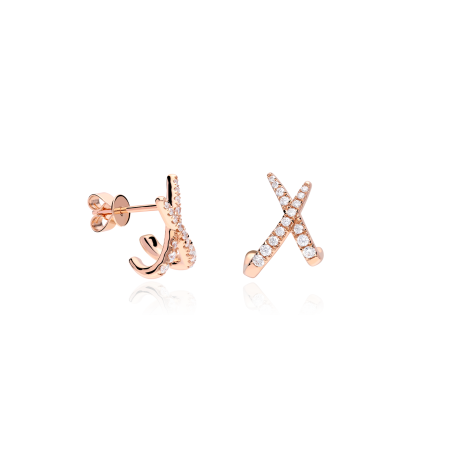 Pendientes Oro rosa 18k y diamantes "Crois"