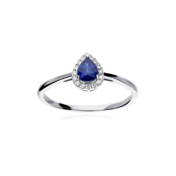 Anillo Oro 18k, zafiro y diamantes 0.075cts "Tare"