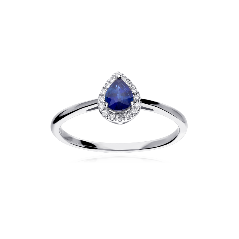 Anillo Oro 18k, zafiro y diamantes 0.075cts "Tare"