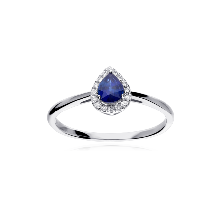 Anillo Oro 18k, zafiro y diamantes 0.075cts "Tare"