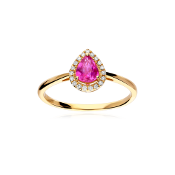 Anillo Oro 18k, rubí y diamantes 0.075cts "Tare"