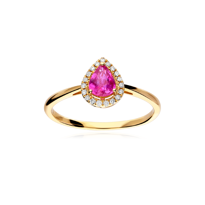 Anillo Oro 18k, rubí y diamantes 0.075cts "Tare"