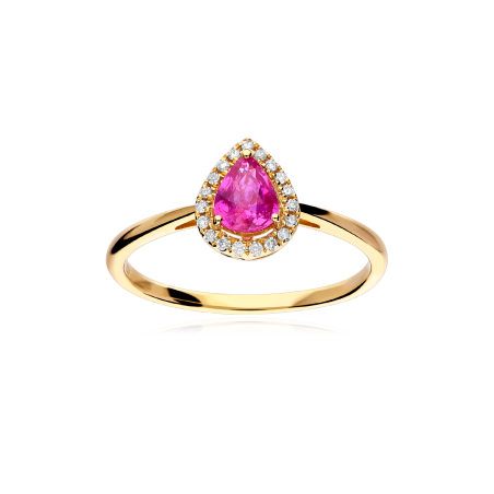 Anillo Oro 18k, rubí y diamantes 0.075cts "Tare"