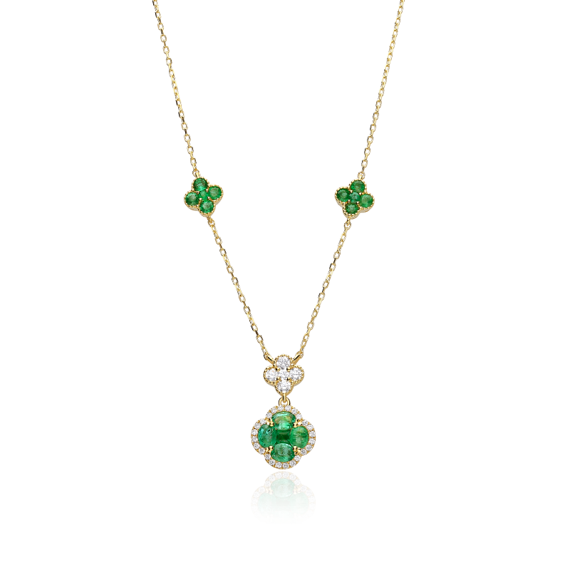 Gargantilla Oro 18k, esmeraldas y diamantes 0.40cts "Vann"