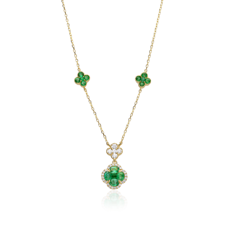 Gargantilla Oro 18k, esmeraldas y diamantes 0.40cts "Vann"