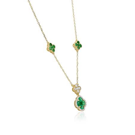 Gargantilla Oro 18k, esmeraldas y diamantes 0.40cts "Vann"
