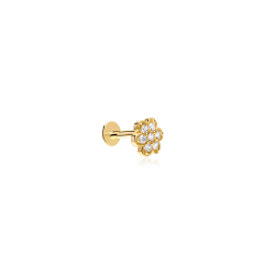 Pendiente piercing Oro 18k y circonitas "Primavera"