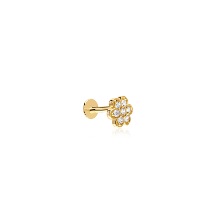 Pendiente piercing Oro 18k y circonitas "Primavera"