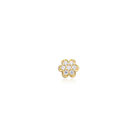 Pendiente piercing Oro 18k y circonitas "Primavera"