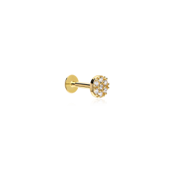 Pendiente piercing Oro 18k y circonitas "Circle"