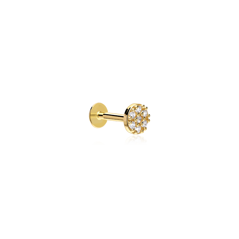 Pendiente piercing Oro 18k y circonitas "Circle"