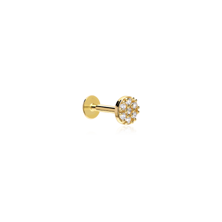 Pendiente piercing Oro 18k y circonitas "Circle"