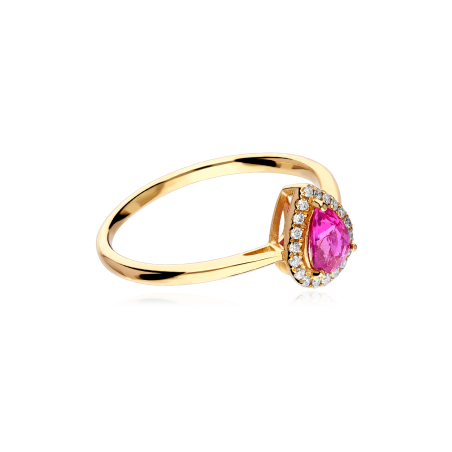 Anillo Oro 18k, rubí y diamantes 0.075cts "Tare"