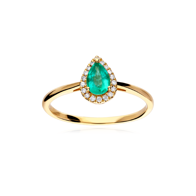 Anillo Oro 18k, esmeralda y diamantes 0.075cts "Tare"