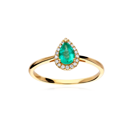 Anillo Oro 18k, esmeralda y diamantes 0.075cts "Tare"
