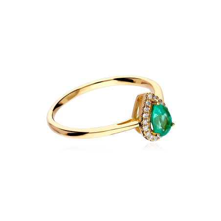 Anillo Oro 18k, esmeralda y diamantes 0.075cts "Tare"