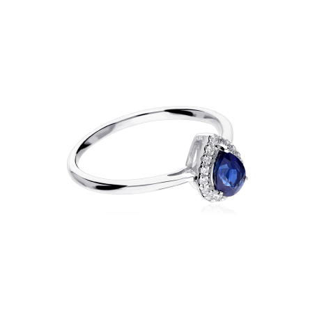 Anillo Oro 18k, zafiro y diamantes 0.075cts "Tare"