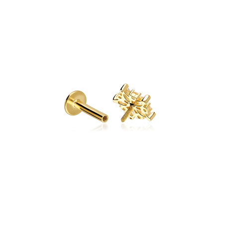 Pendiente piercing Oro 18k y circonitas "Copito"