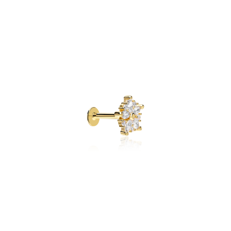Pendiente piercing Oro 18k y circonitas "Copito"