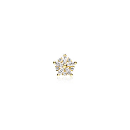 Pendiente piercing Oro 18k y circonitas "Copito"
