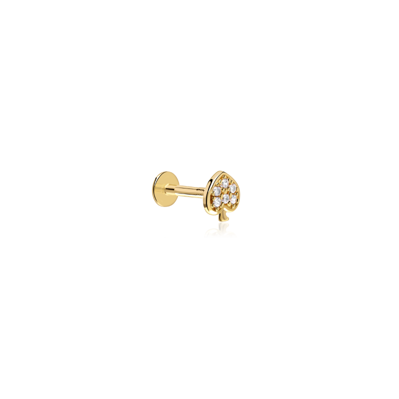 Pendiente piercing Oro 18k y circonitas "Pica"