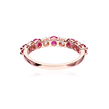 Anillo Oro 18k, rubís y diamantes 0.49cts "Lueya"