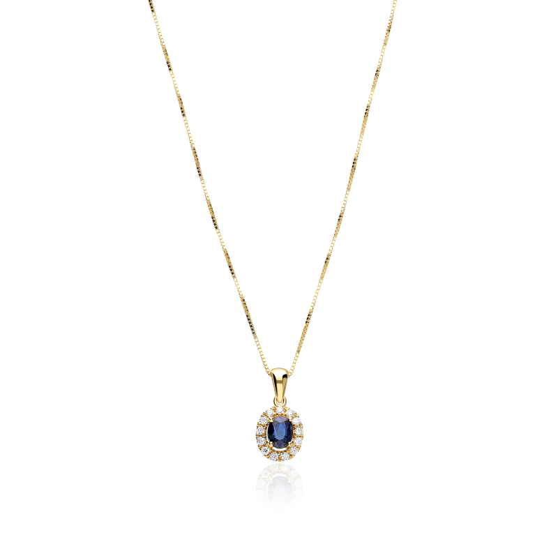 Gargantilla Oro 18k, zafiro y diamantes 0.126cts "Dares"