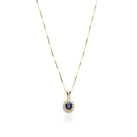 Gargantilla Oro 18k, zafiro y diamantes 0.126cts "Dares"
