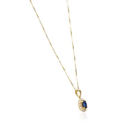 Gargantilla Oro 18k, zafiro y diamantes 0.126cts "Dares"