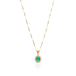 Gargantilla Oro 18k, esmeralda y diamantes 0.126cts "Dares"