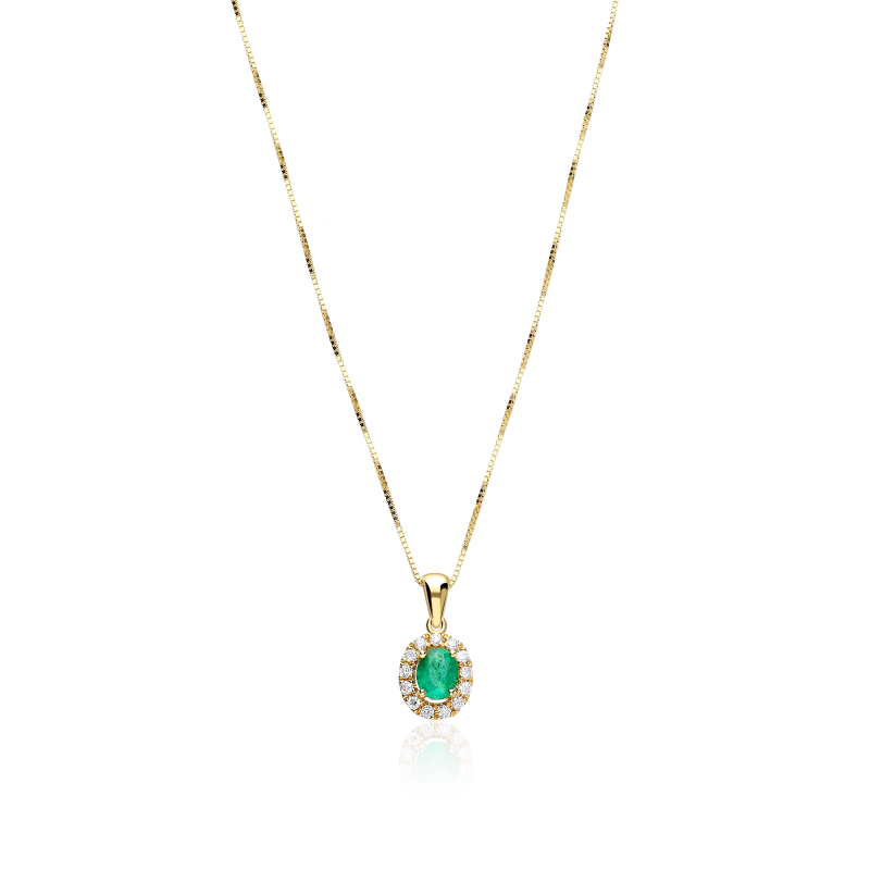 Gargantilla Oro 18k, esmeralda y diamantes 0.126cts "Dares"
