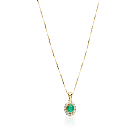 Gargantilla Oro 18k, esmeralda y diamantes 0.126cts "Dares"