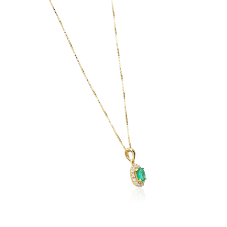 Gargantilla Oro 18k, esmeralda y diamantes 0.126cts "Dares"