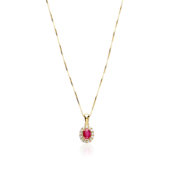 Gargantilla Oro 18k, rubí y diamantes 0.126cts "Dares"