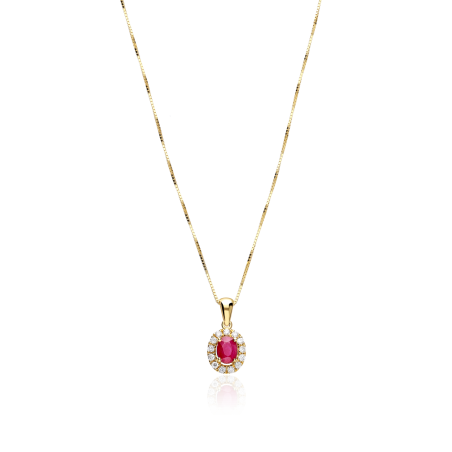 Gargantilla Oro 18k, rubí y diamantes 0.126cts "Dares"