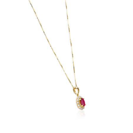 Gargantilla Oro 18k, rubí y diamantes 0.126cts "Dares"